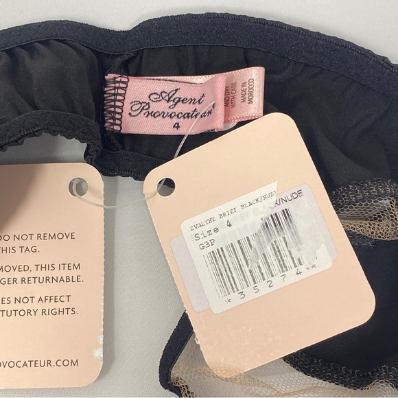 NWT Agent Provocateur Evalyne Black Nude Silk Brief AP4 Large - Picture 12 of 12